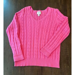 St. John’s Bay Pink Cable Knit V-Neck Sweater Petite Medium